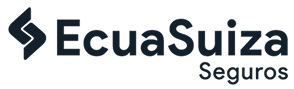 Logo de Ecuasuiza Seguros con símbolo gráfico y texto, empresa aseguradora ecuatoriana