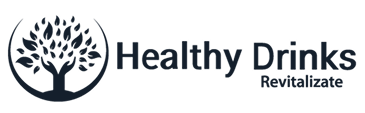 Logo de Healthy Drinks con árbol estilizado y lema "Revitalízate", marca de bebidas saludables