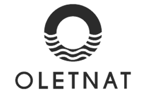Logo de OLETNAT con diseño circular y ondas, empresa enfocada en productos naturales y sostenibles